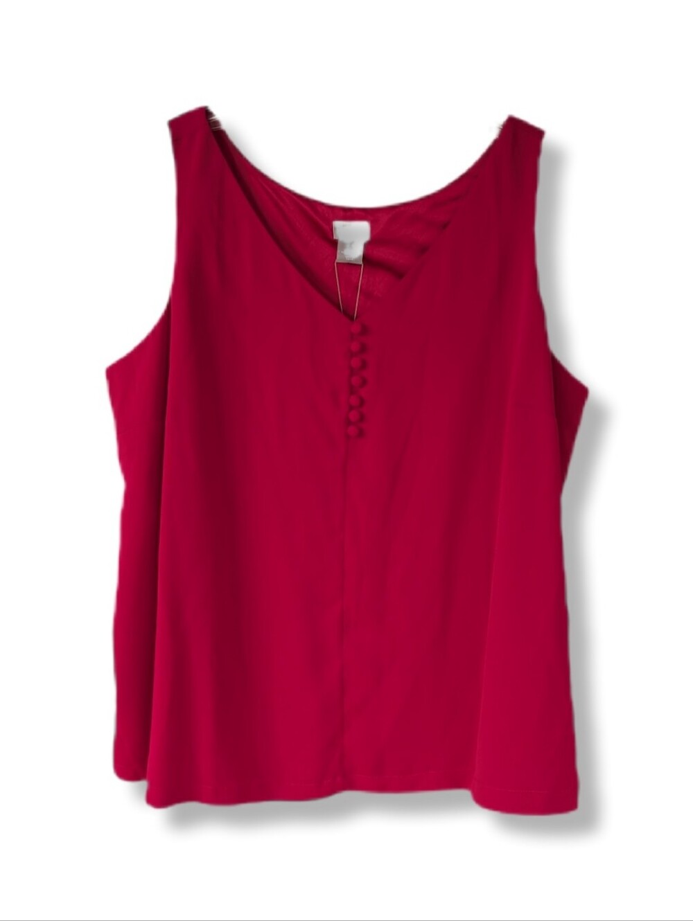 NWT Chicos Black Label Women's Red Button Detail Tank Top